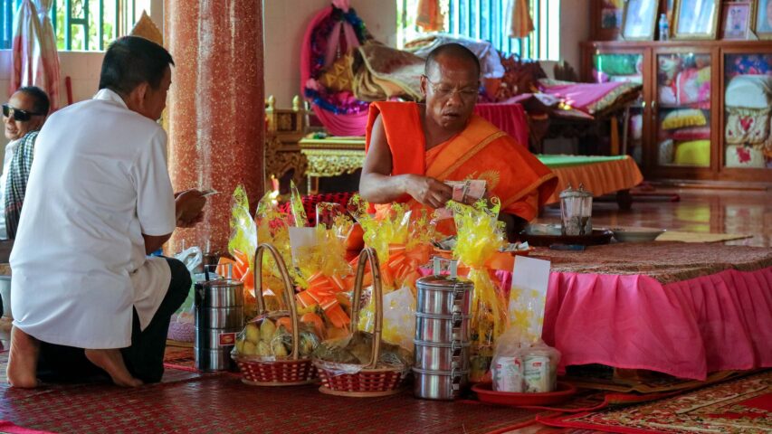 A monk in a temple.