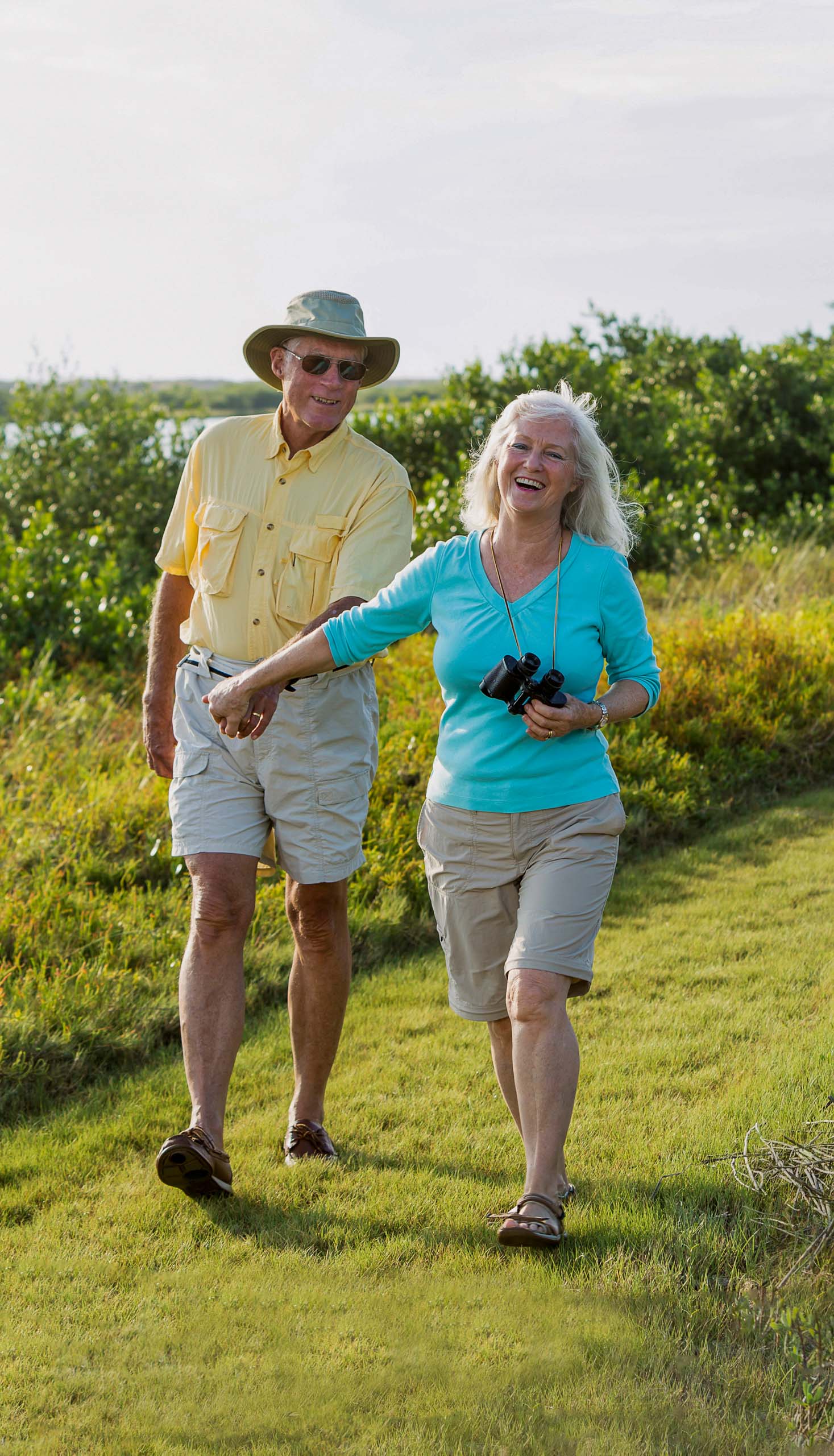 A couple taking a walk together.