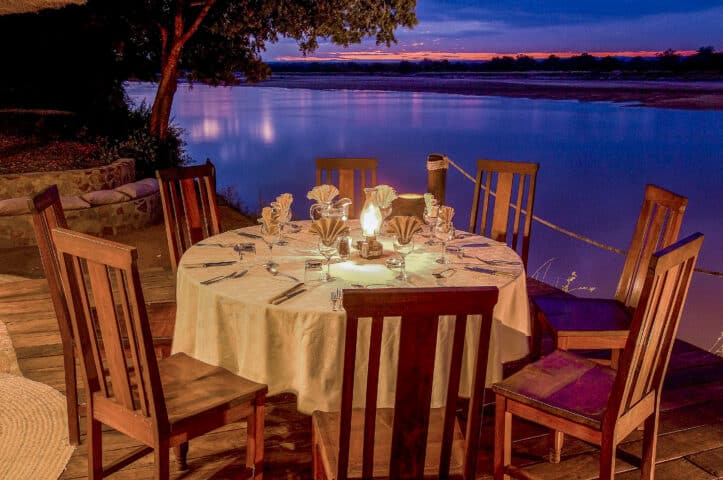 Dinner on the deck at Nkwali