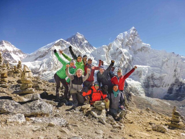 A group of hikers in the Himalayas.