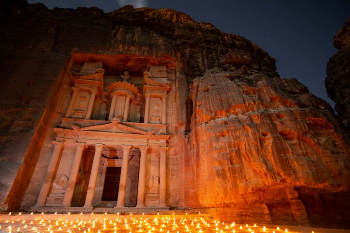 Ancient Petra at night.