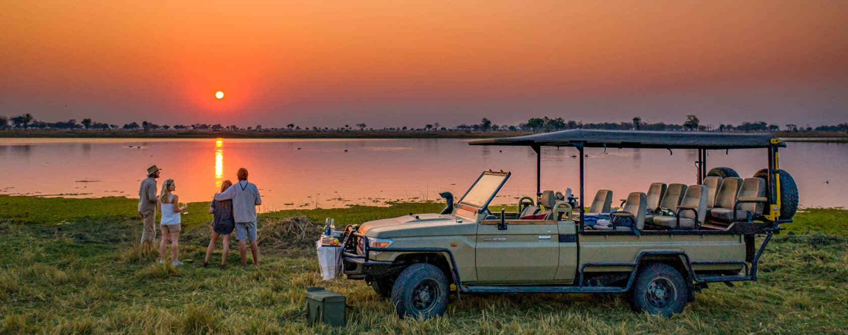 A sunset at Moremi National Park.