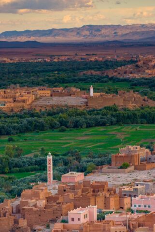 An aerial view of a city in Morocco.