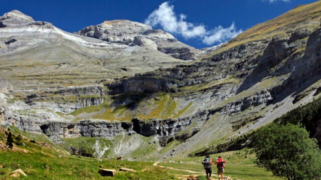 Two people hiking in Spain.