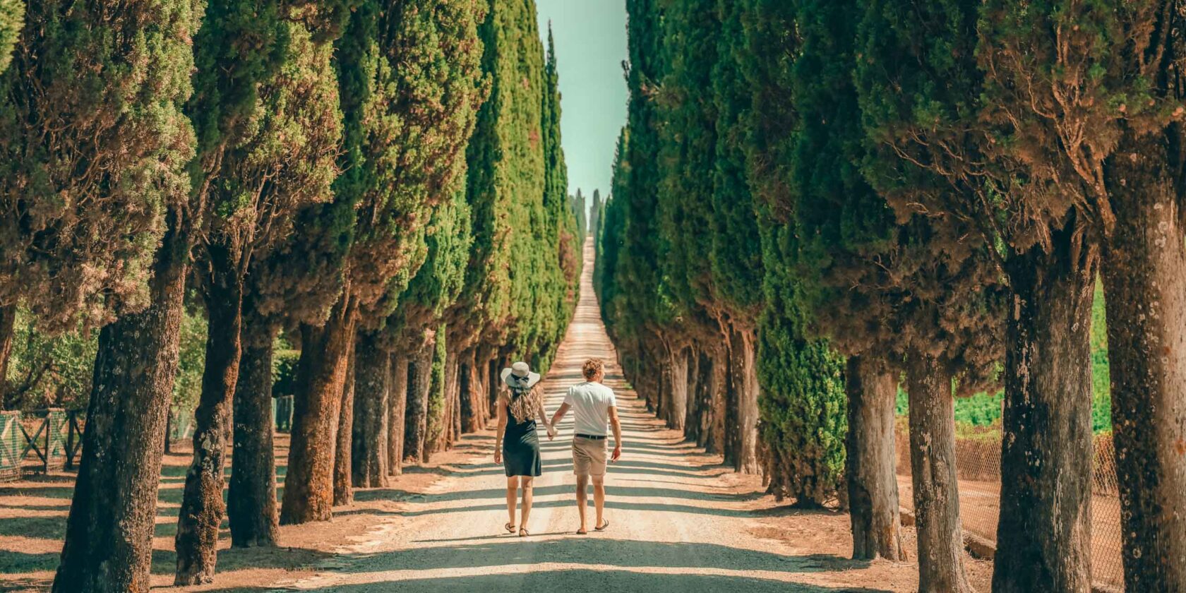 A couple on a walk in Florence, Italy.