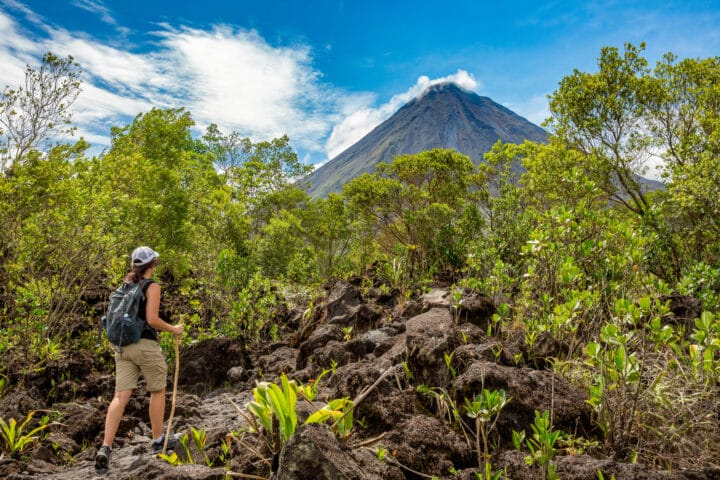 Woman hiking Arenal 1968 trail